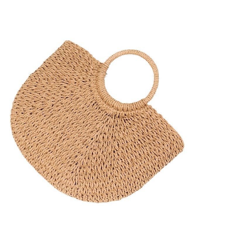 Simple All-match Portable Semi-round Straw Bag - Image 2
