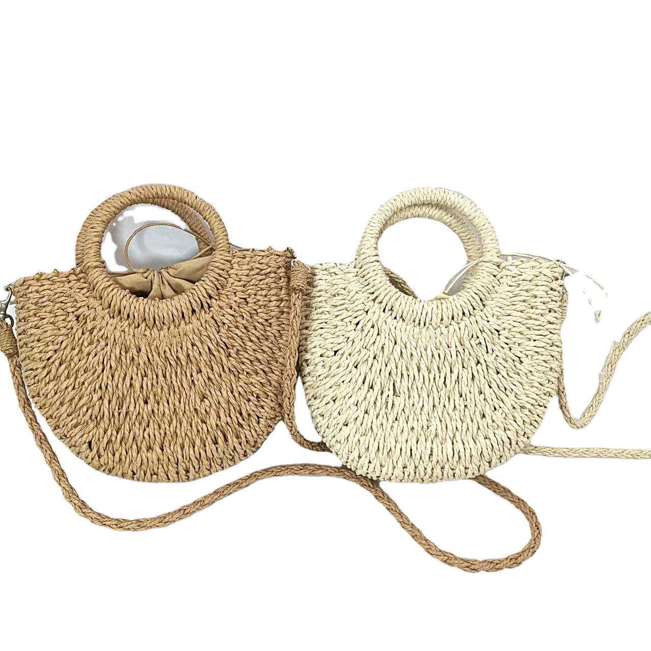 Simple All-match Portable Semi-round Straw Bag - Image 4